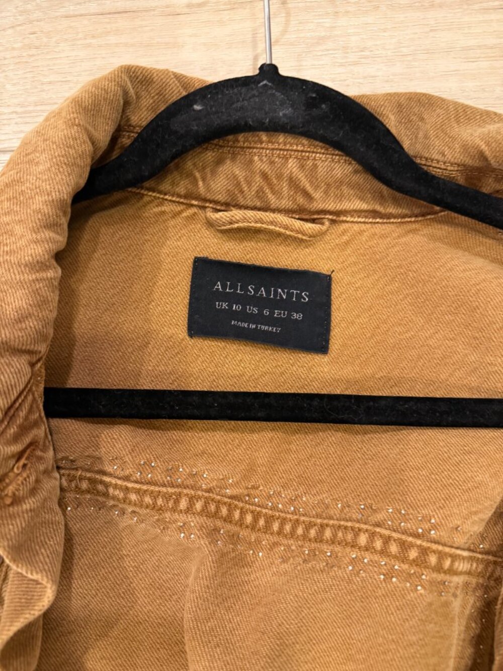AllSaints Studded Denim Jacket in Light Brown, size US 6 / UK 10 / EU 38 - Picture 9 of 9